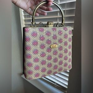 Small Polo Mesido Handbag Pink and Tan from India